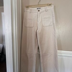 Elegant Cream Corduroy Women's Trousers in Size 6. Stand out in a crowd!